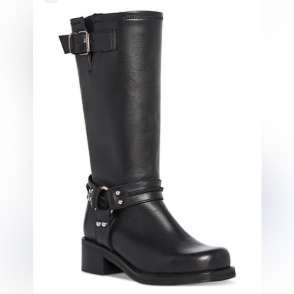 STEVE MADDEN Boots NWT Harness Equestrian Riding Moto Genuine Leather Black 6.5